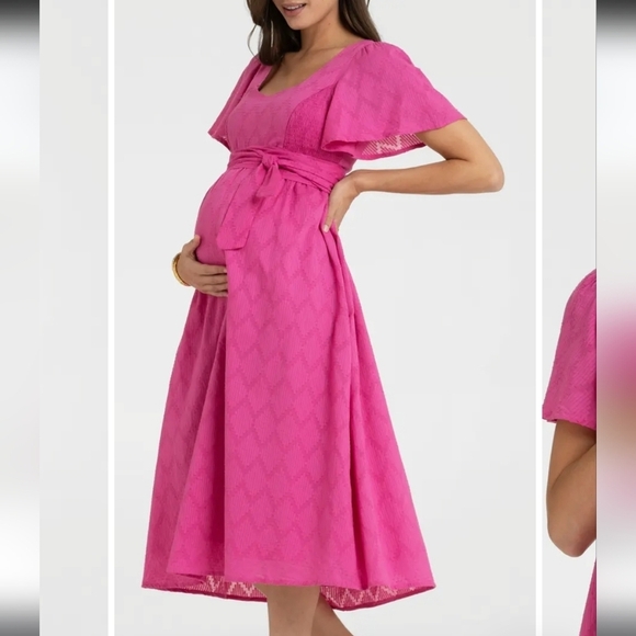 Serophine Women's Cotton Broderie Maternity and Nursing Dress sz 2 - Picture 3 of 14